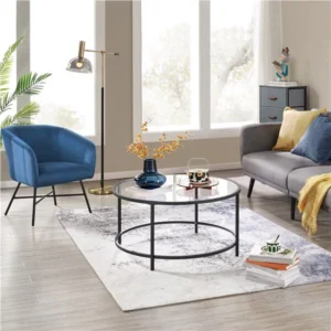 Round Glass-Top Coffee Table