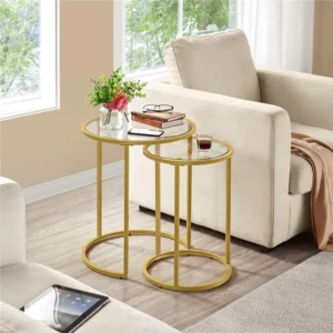 End Table Set Gold
