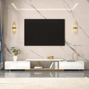 Mordelle Extendable TV Stand with Gold Base & Storage(63"-95")