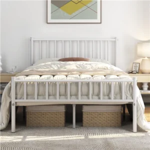 14 Inch White Metal Bed