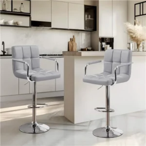 PU Leather Adjustable Swivel Barstools