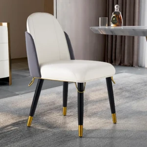 Set of 2 Modern Dining Chairs with PU Leather Upholstery Warm White