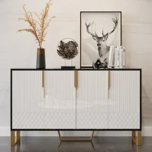Aro Series 59.1" Affordable Luxury Modern Wood Sideboards and Buffets White and Black