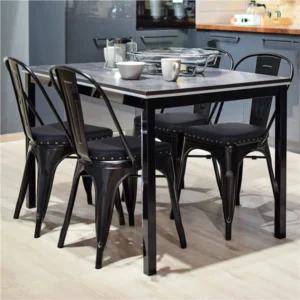 4pcs Metal Dining Chairs with PU Leather Seat