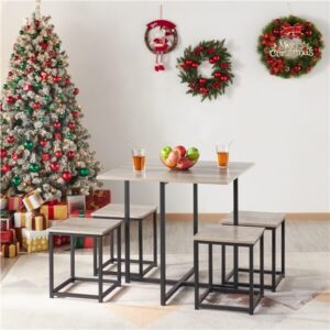 Dining Table Set for 4 Industrial Kitchen Table with 4 Chairs