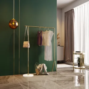 Gold Clothing Rack Modern Garment Rack with Marble Base Single Rod