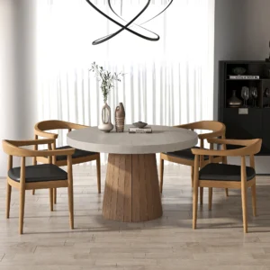 Dining Set 39"-55" Japandi Extendable Dining Table Gray with 4 Chairs