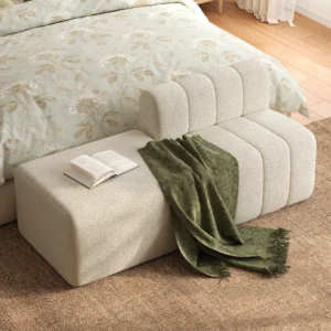 Nimbus 60" Channel Chenille Upholstered Bedroom Bench with Back