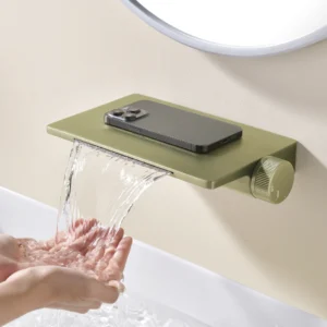 Modern Stainless Steel Wall-Mounted Waterfall Faucet Brushed Gold