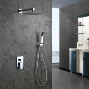 Modern 10" Wall Mounted Shower System with Handheld Shower Pressure Balance Valve
