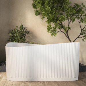47" Modern Novelty Freestanding Stone Resin Soaking Bathtub White 95.1-Gallon Capacity
