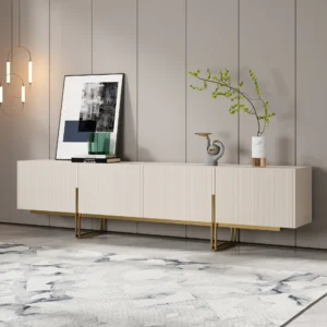 Grovyn 95" Sintered Stone Top Fluted TV Stand with Storage