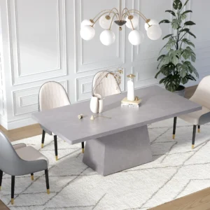 79" Modern Rectangular Gray Dining Table, Indoor/Outdoor, Seats 6-8