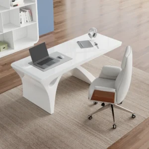 71" Modern White Computer Desk Rectangular Executive & Reclining Leather Office Chair