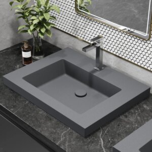 23"Rectangular Concrete Gray Drop-in Bathroom Sink