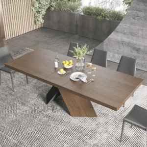 79"-94" Farmhouse Extendable Walnut Dining Table Seats 6-8