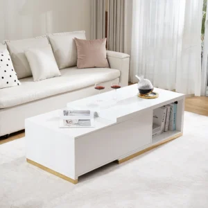 Mordelle Rectangle Extendable Glossy Coffee Table(39" -71")