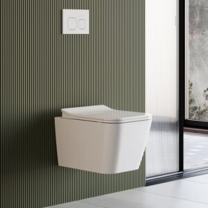 Wall Hung Toilet with In-Wall Tank and Carrier System Elongated 1.1/1.6 GPF Dual Flush in White