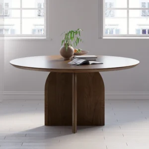 39.4" Modern Wood Round Dining Table Walnut Seats 2-4 People