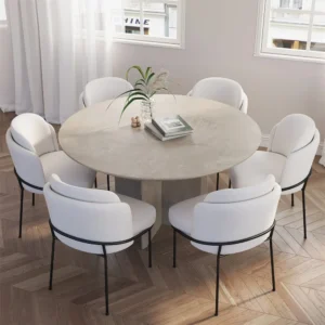 39.4" Modern Wood Round Dining Table Gray Seats 2-4 People
