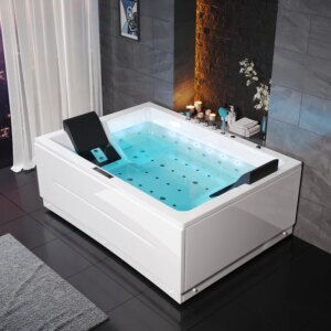 71" Double Jacuzzi Bathtub with Temperature Control 118-Gallon Capacity