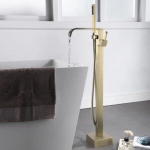 Dree Floor Mounted Tub Filler Single Handle Freestanding Bathtub Faucet Handheld Shower