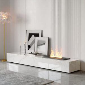 87" Sintered Stone Electric Fireplace Humidifier TV Stand