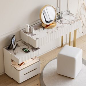 Vailora Modern Dressing Table Set with Charging and Bluetooth Speakers