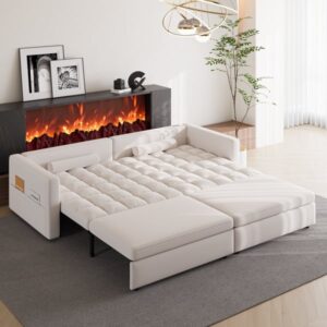 94" 2-Seater Velvet Convertible Futon Sofa Bed with USB
