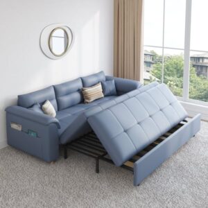 74" Queen 2-Seater Leath-aire Sleeper Sofa