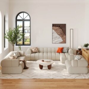 Nimbus 83" 2-Seater Channel Chenille Loveseats 118" Sectional Sofa with Chaise