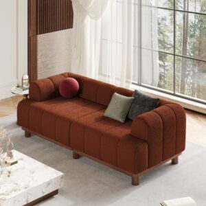 80" Boucle 2-Piece Sofa with Wood Legs
