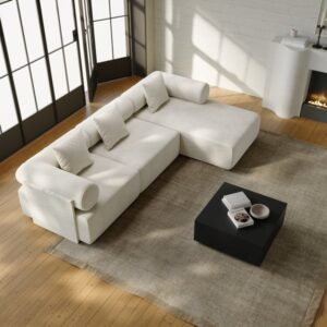 Serene 110" 3-Piece Modular Chenille Velvet L-Shaped Sectional Chaise Sofa