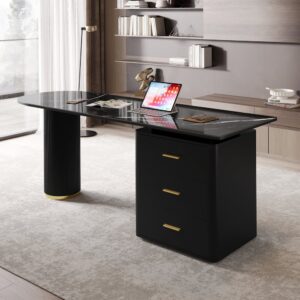 Modern Sintered Stone Top Office Writing Desk with 3-Drawer(71")