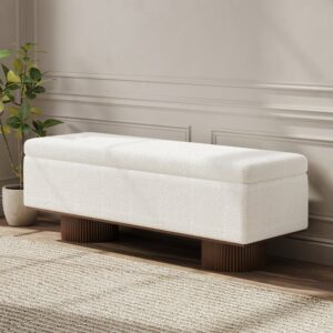 Teddy Fabric Fluffy Faux Fur Flip Top Wood Storage Bench