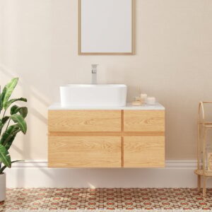 Bathroom Vanity Set 31.5" Modern Floating Faux Marble Bathroom Vanity with Sink