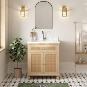 Bathroom Vanity Set 29.9" Modern Freestanding Sintered Stone Bathroom Vanity with Sink
