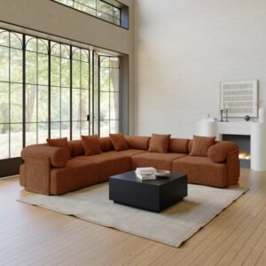 Serene 110" 5-Piece Modular Chenille Velvet L-Shaped Sectional Sofa