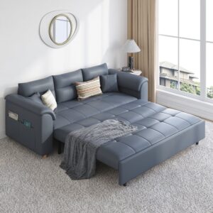 74" 2-Seater Leath-aire Sleeper Sofa