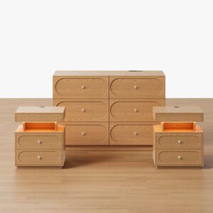 Krila Natural 6-Drawer Dresser & 2 Smart Nightstands Set
