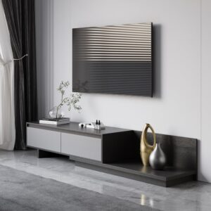 Fero Gray Extendable TV Stand with 2 Drawers(47"-79")