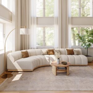 140" 4-Piece Spill-resistant Performance Boucle Curved Sectional