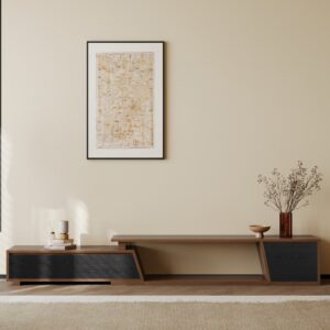 Fero Black & Walnut Extendable TV Stand with 3 Drawers(71"-110")