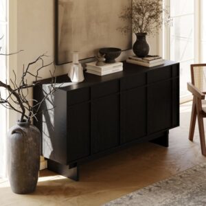 60" Mid Century Modern Sideboard Wooden Buffet with Storage