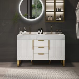 Aro Bathroom Vanity Set 47.2" Freestanding Bathroom Vanity White with Double Sinks