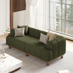 80" Boucle 2-Piece Sofa with Wood Legs