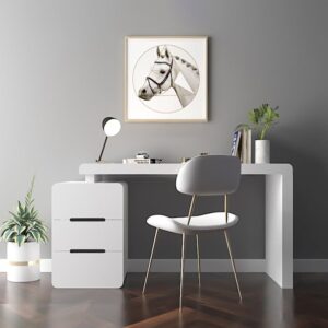 Mular White 3-Drawer Writing Desk with 3 Drawers Office Furniture (47.2"）