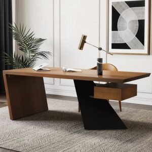 Modern Wooden Straight Desk with Drawer, Executive Office Desk (63")