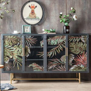 70.9'' Modern Painted Sideboard Buffet with Glass Doors and Shelves