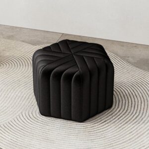 Velvet Wide Hexagonal Pouf Ottoman